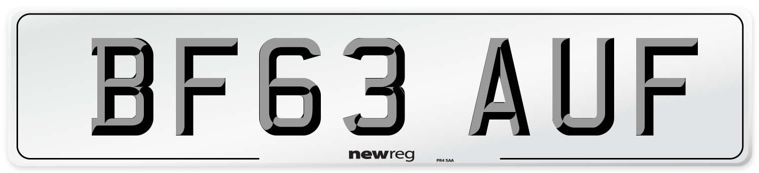 BF63 AUF Number Plate from New Reg